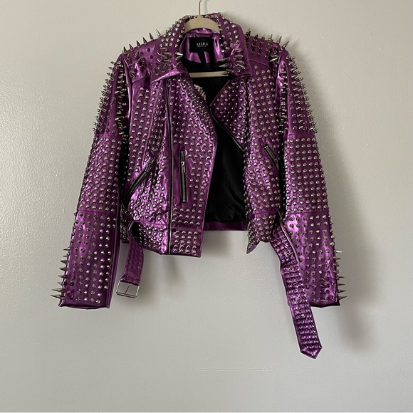 AKIRA Jackets & Blazers - PURPLE DREAMS STUDDED MOTO JACKET
